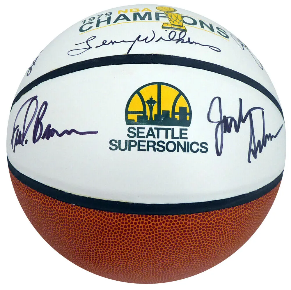 1978-79 NBA CHAMP SUPERSONICS AUTOGRAPHED BASKETBALL 9 SIGS WILKENS MCS 145851