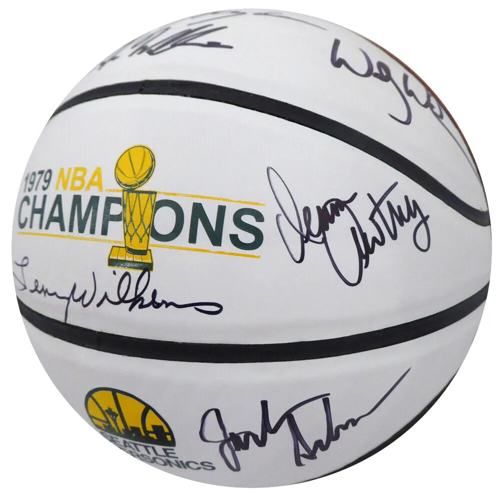 1978-79 NBA CHAMP SUPERSONICS AUTOGRAPHED BASKETBALL 9 SIGS WILKENS MCS 145851