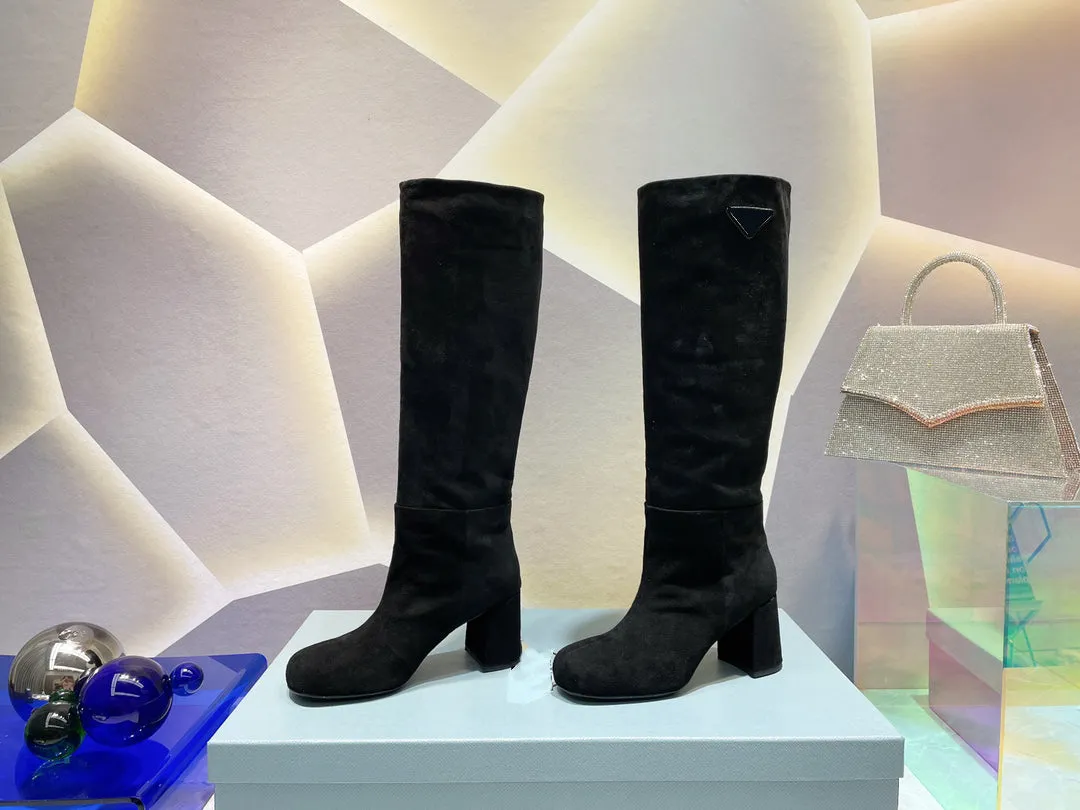 35-42 7.5cm thick heel high boots fashion grace shoes  women high quality 2022 new