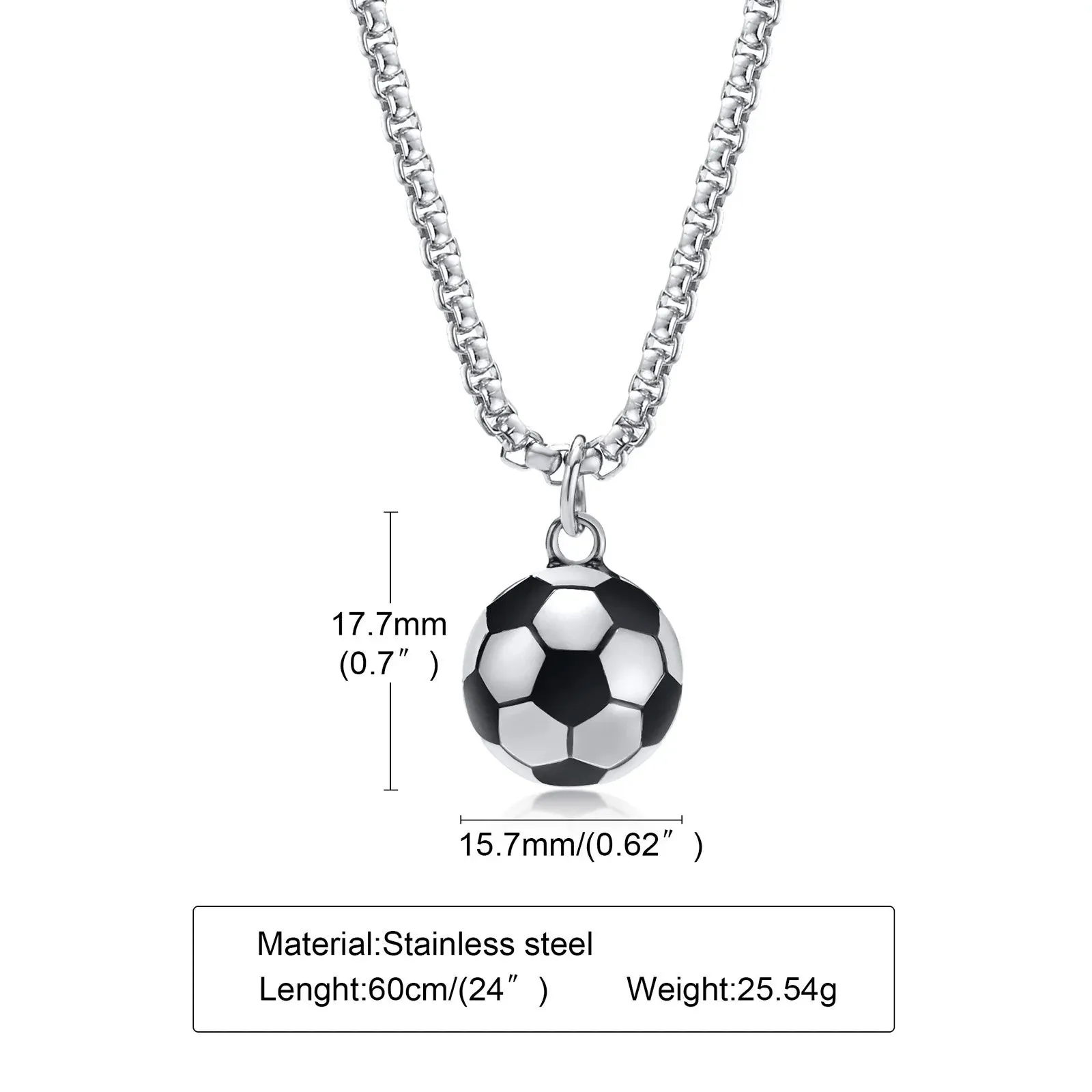 3D Football Pendant Necklace for Men - Stainless Steel Soccer Jewelry, Perfect Sports Lover Gift