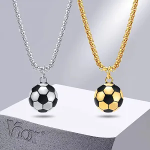3D Football Pendant Necklace for Men - Stainless Steel Soccer Jewelry, Perfect Sports Lover Gift