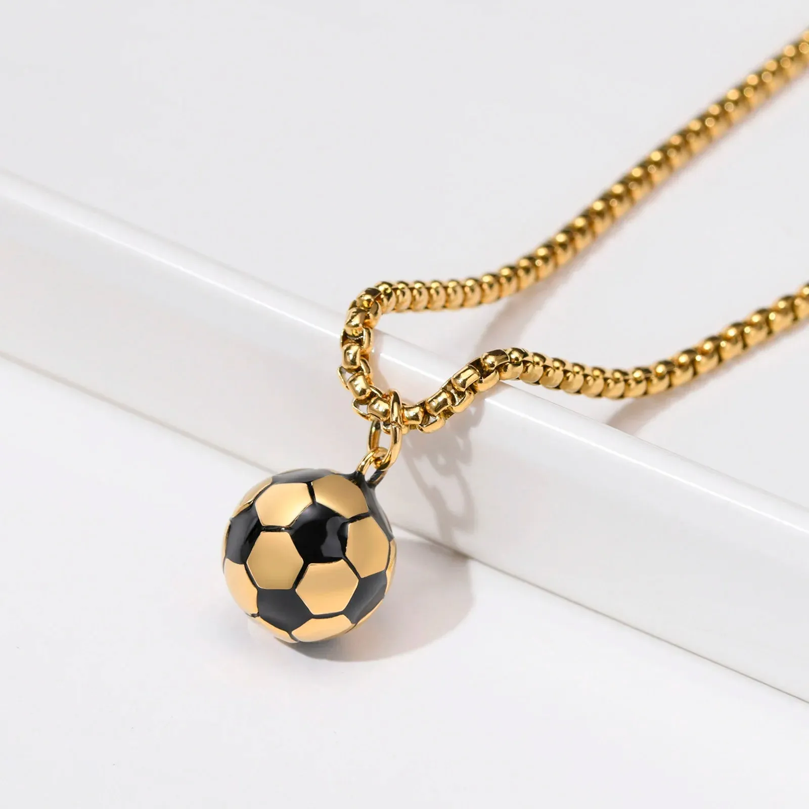 3D Football Pendant Necklace for Men - Stainless Steel Soccer Jewelry, Perfect Sports Lover Gift
