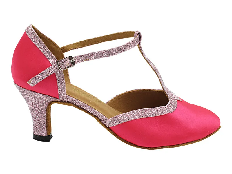 9627 93 Pink Satin & Pink Glitter Satin Trim