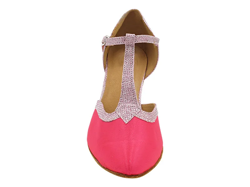 9627 93 Pink Satin & Pink Glitter Satin Trim