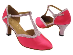 9627 93 Pink Satin & Pink Glitter Satin Trim
