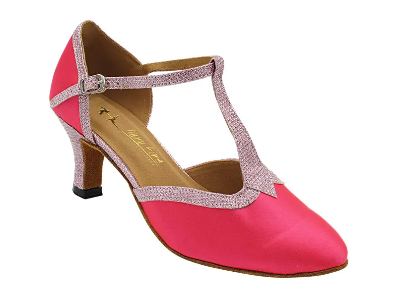 9627 93 Pink Satin & Pink Glitter Satin Trim