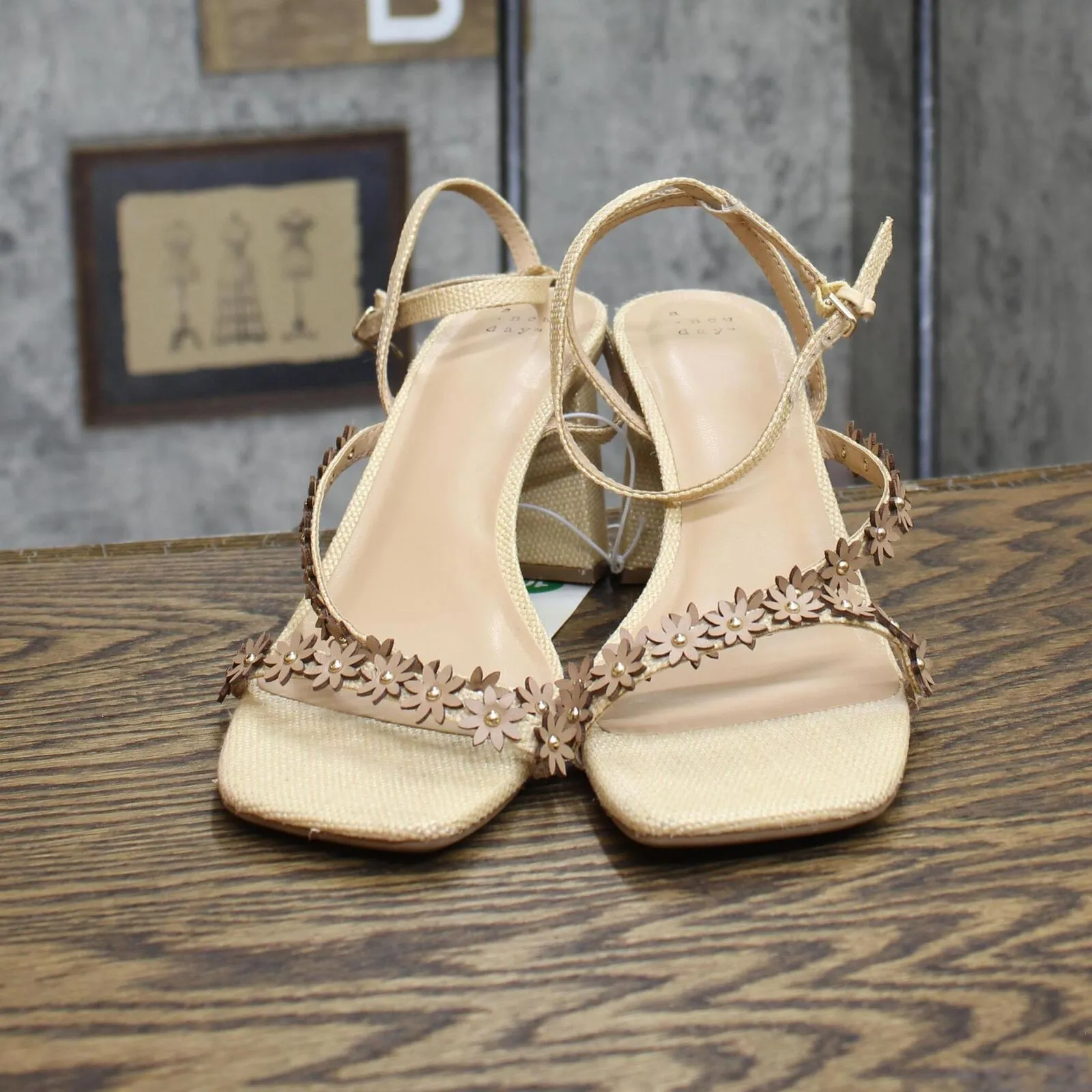 A New Day Women's Mirabel Strappy Heels 89530584 Beige Brown 10M