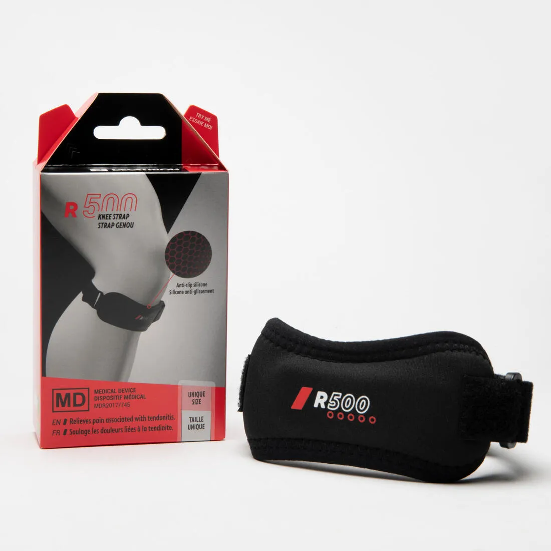 Adults Left/right R500 knee support strap - Black