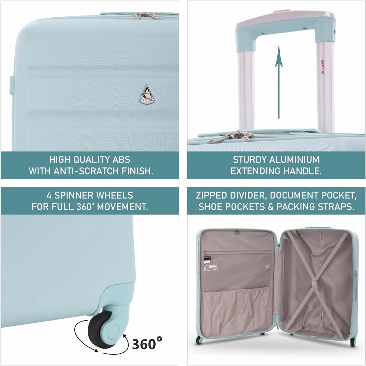 Aerolite Large 29" Large Lightweight Hard Shell Luggage Suitcase with 4 Spinner Wheels for 360 Degree Manoeuvrability, (79x58x31cm)