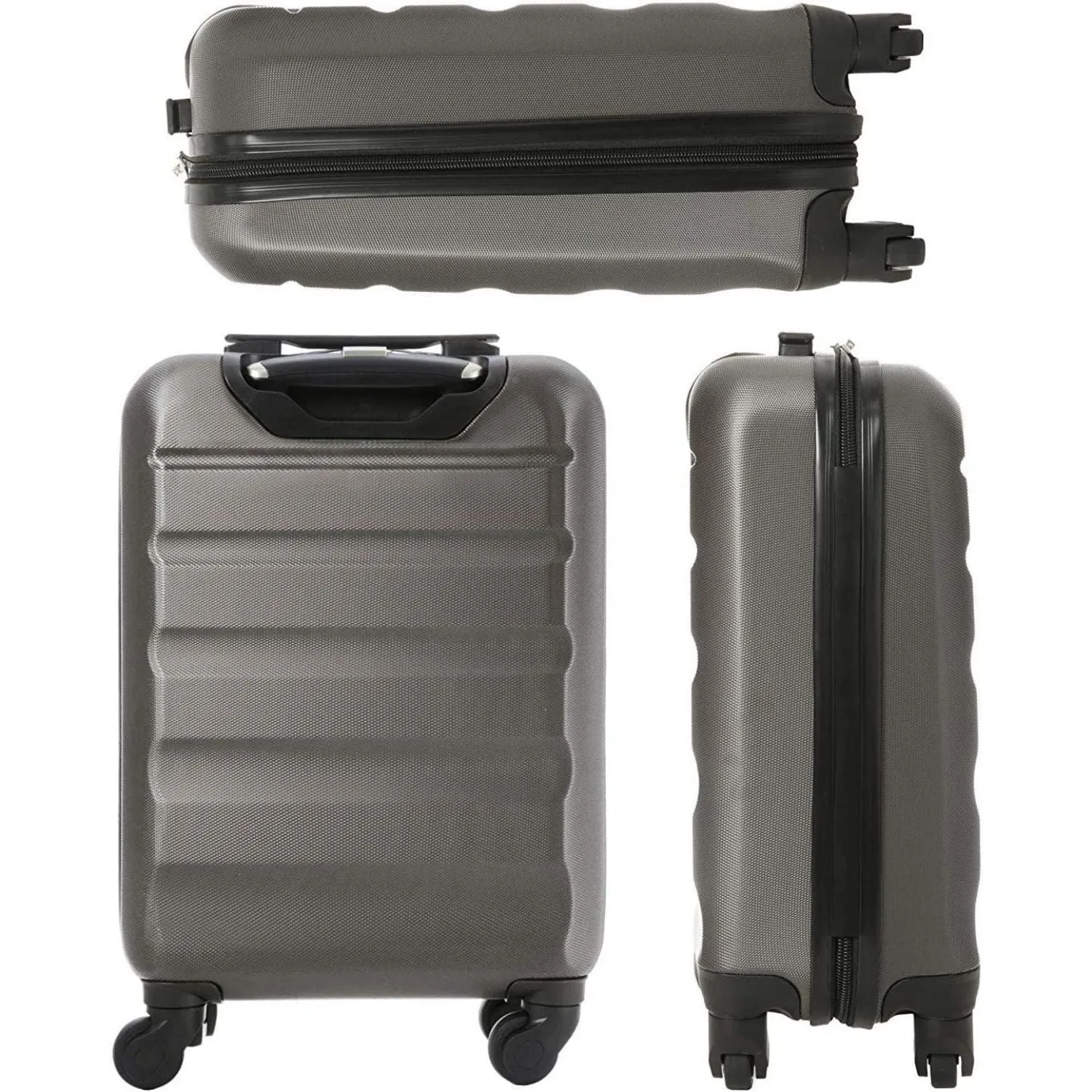 Aerolite Ryanair Max Cabin Luggage Bundle - 55x35x20cm ABS Hard Shell Carry On Suitcase for Priority Boarding   40x20x25 Hand Luggage Backpack Holdall Charcoal