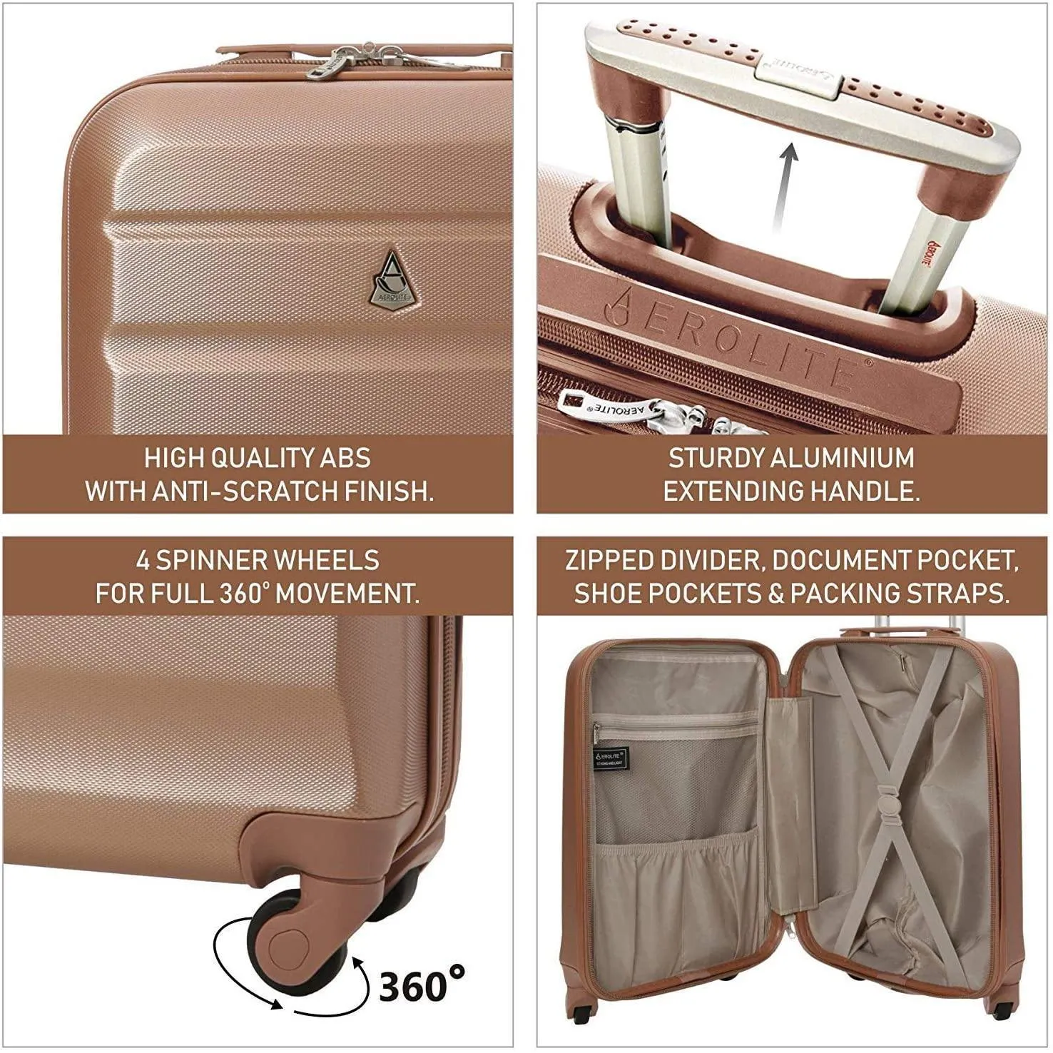 Aerolite Ryanair Max Cabin Luggage Bundle - 55x35x20cm ABS Hard Shell Carry On Suitcase for Priority Boarding   40x20x25 Hand Luggage Backpack Holdall Charcoal