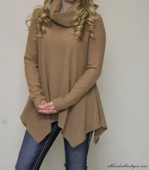 All Dec'd Out | Camel Long Sleeve Sweater