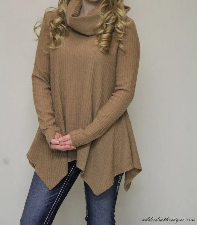 All Dec'd Out | Camel Long Sleeve Sweater