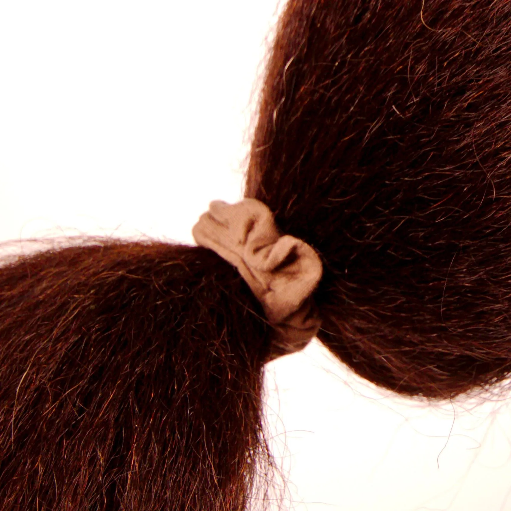 Amelia Beauty, Brown Jersey Scrunchies, 2.25in Diameter, Gentle on Hair, Strong Hold, No Snag, No Dents or Creases. 12 Pack
