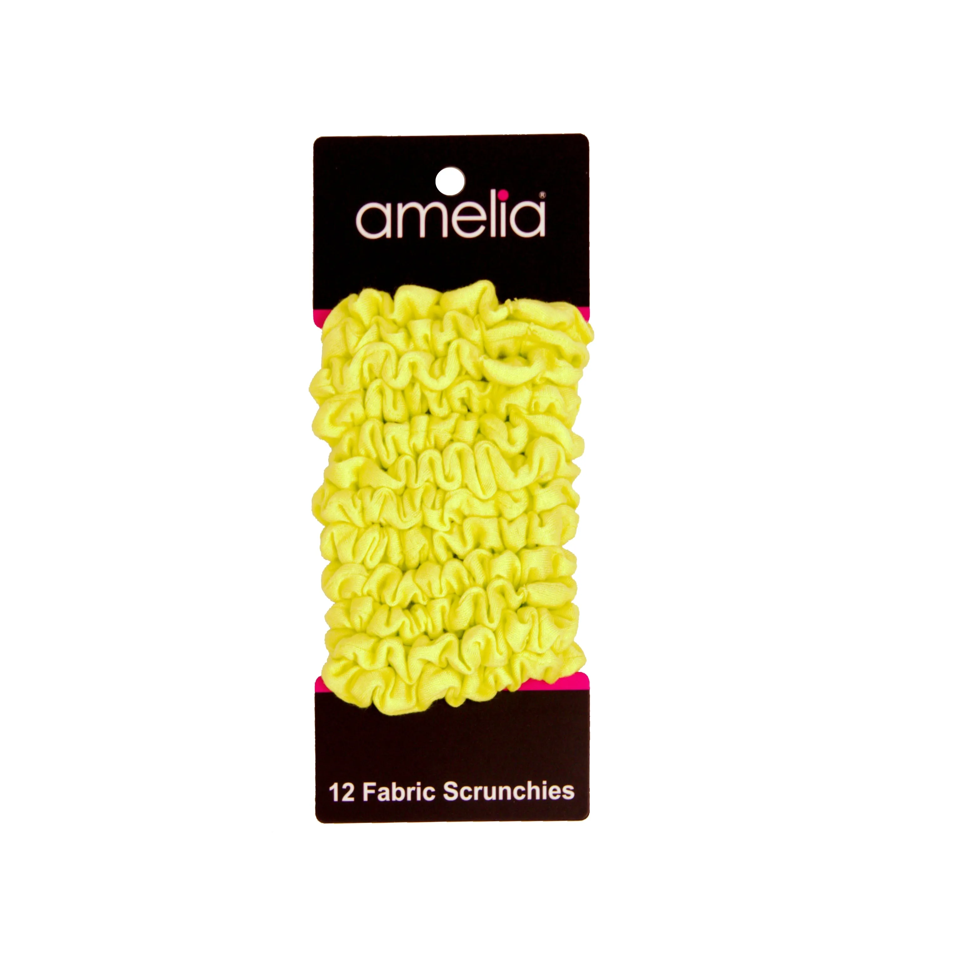 Amelia Beauty, Neon Lime Jersey Scrunchies, 2.25in Diameter, Gentle on Hair, Strong Hold, No Snag, No Dents or Creases. 12 Pack
