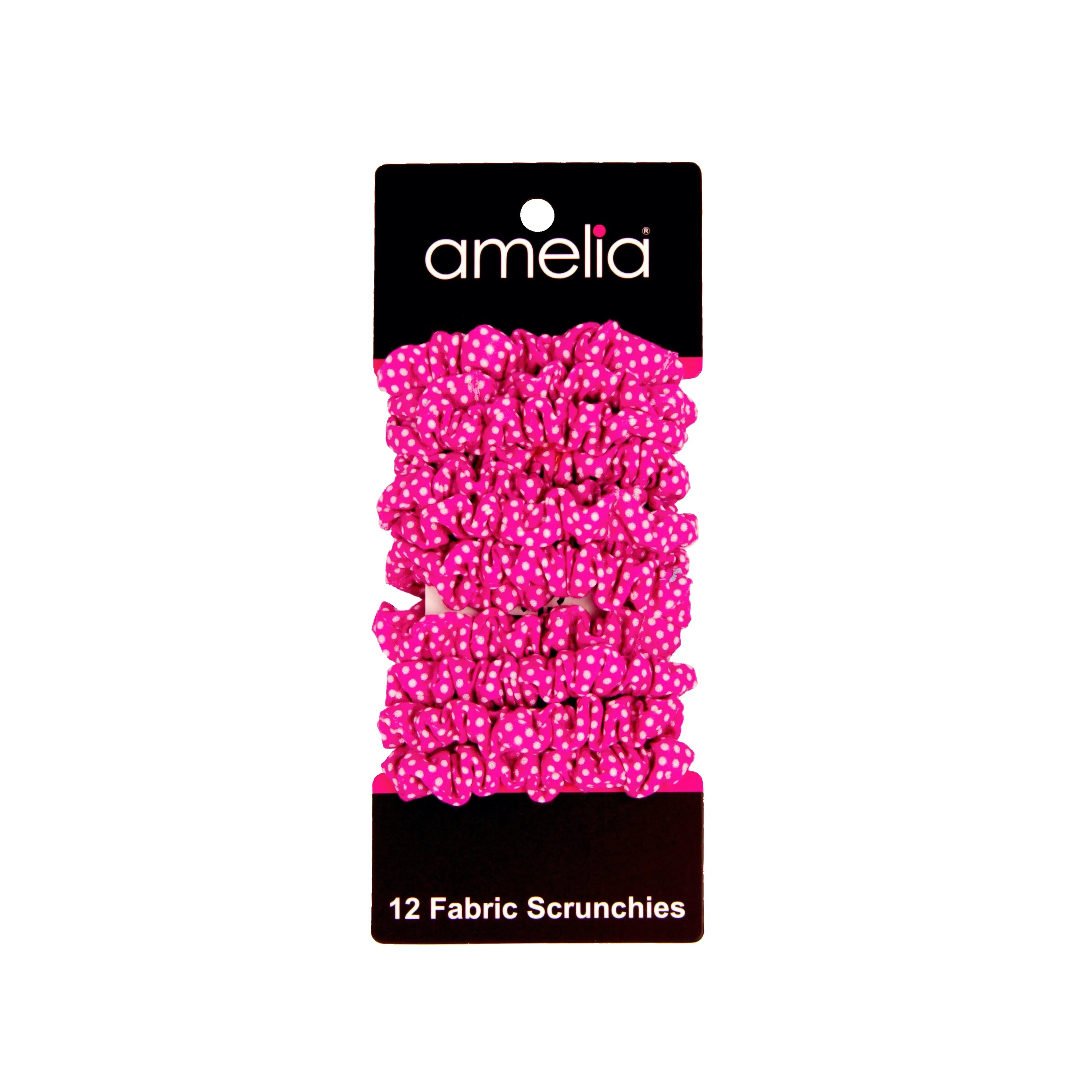 Amelia Beauty, Purple/White Dot Jersey Scrunchies, 2.25in Diameter, Gentle on Hair, Strong Hold, No Snag, No Dents or Creases. 12 Pack
