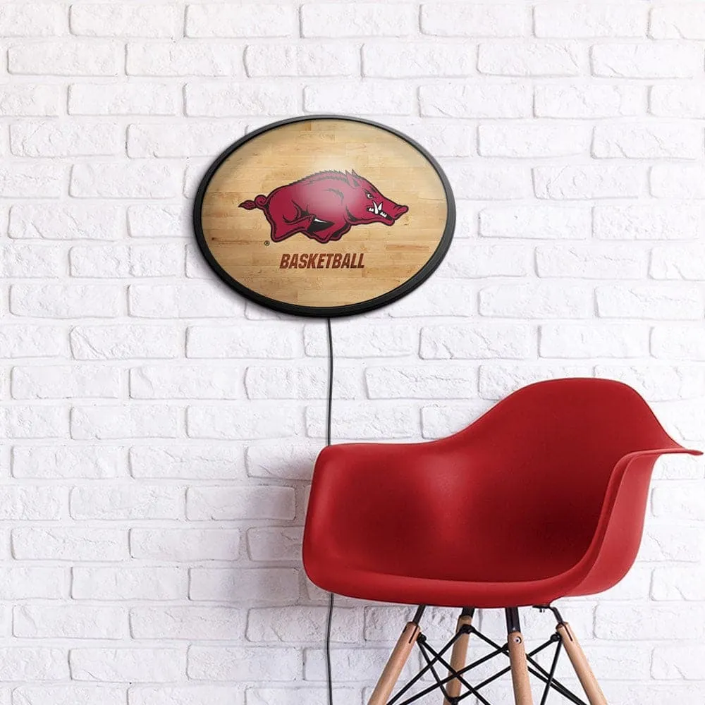 Arkansas Razorbacks: Hardwood - Oval Slimline Lighted Wall Sign