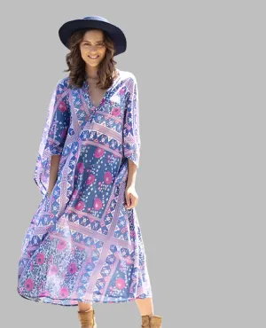 Audrey Printed Maxi Dress Blue