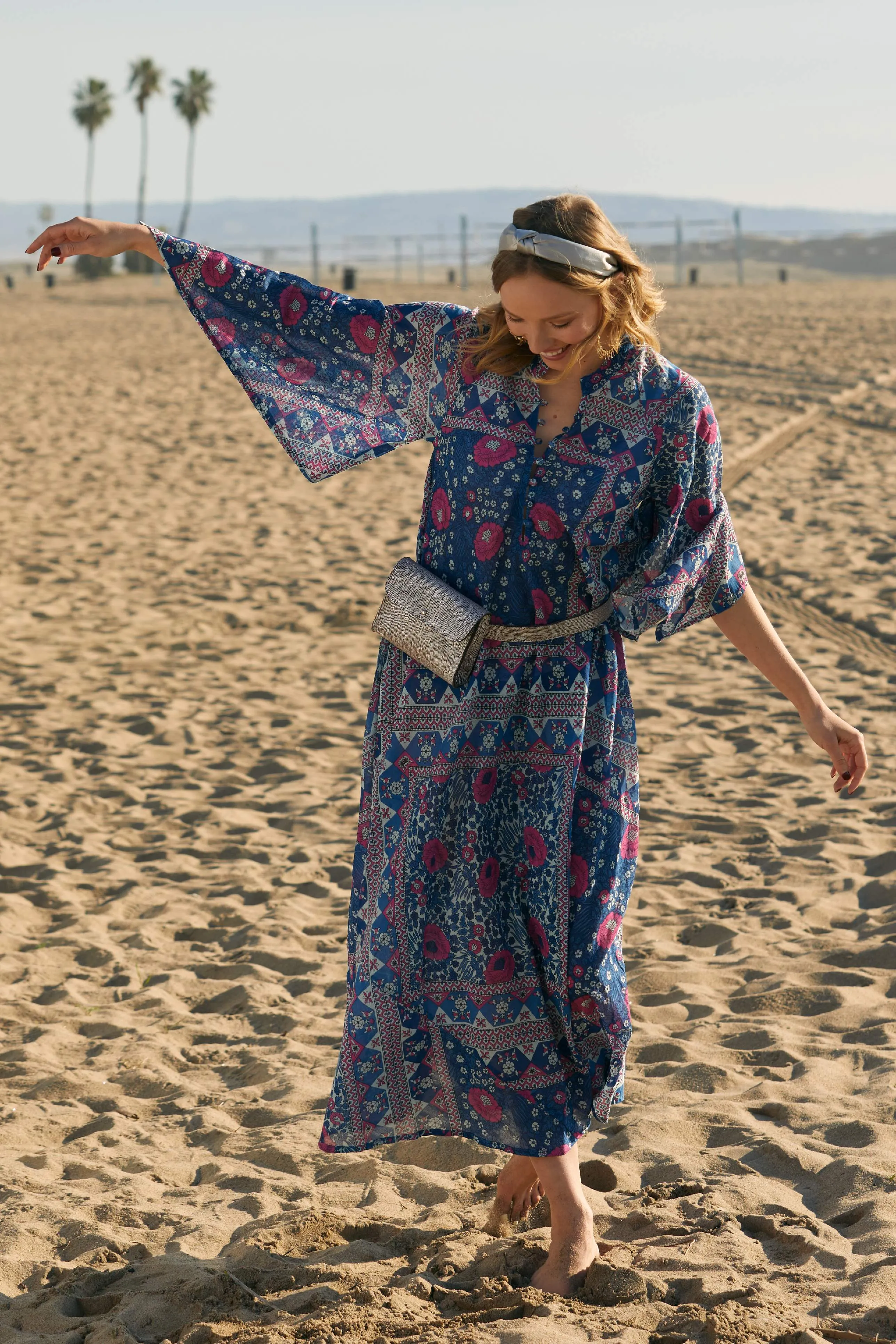 Audrey Printed Maxi Dress Blue