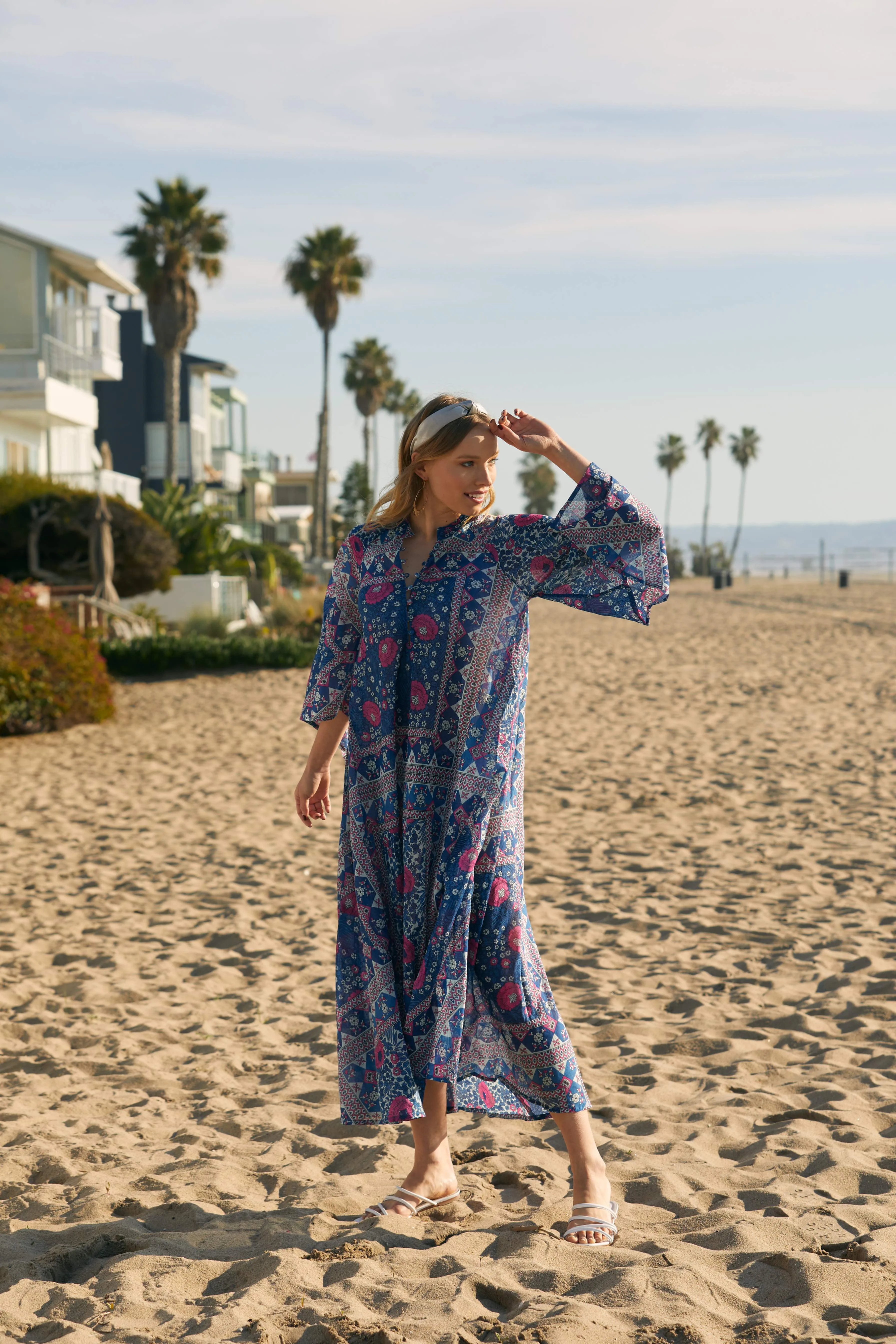 Audrey Printed Maxi Dress Blue