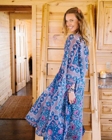 Audrey Printed Maxi Dress Blue