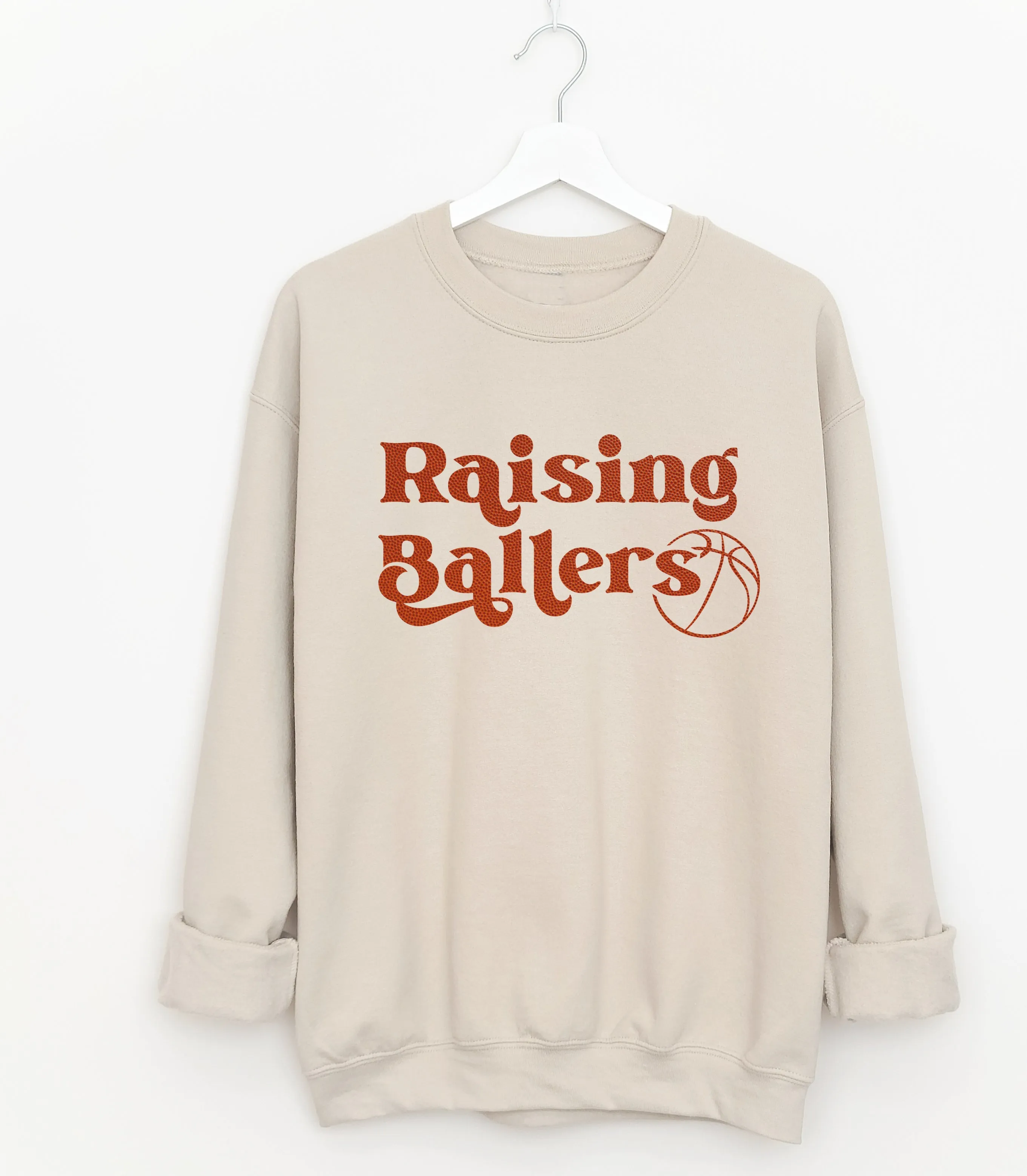 Bella Canvas Heather Dust Raising Ballers Basketball Quality Sweatshirt - Basketball Mom Sweater