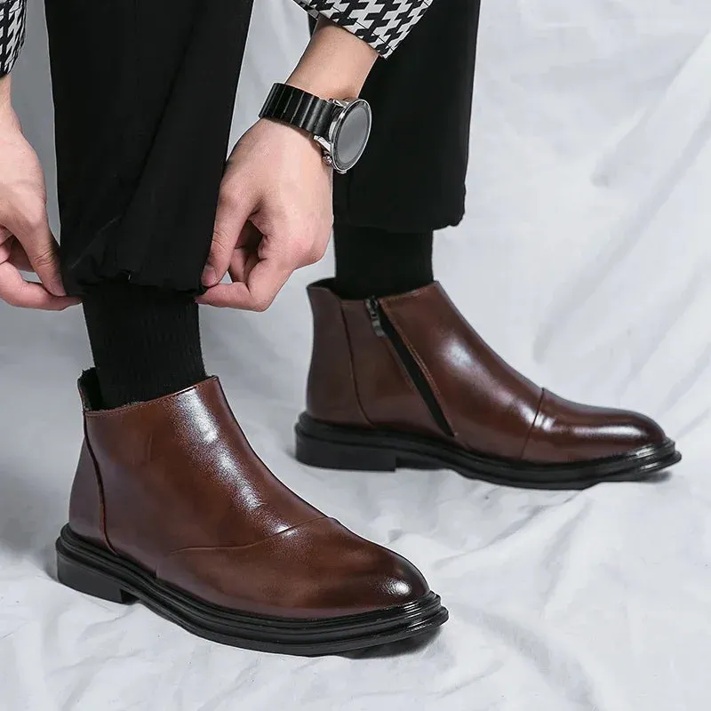 ÜberStiefel Männer High-Top Stiefeletten mit Spitzen Zehen