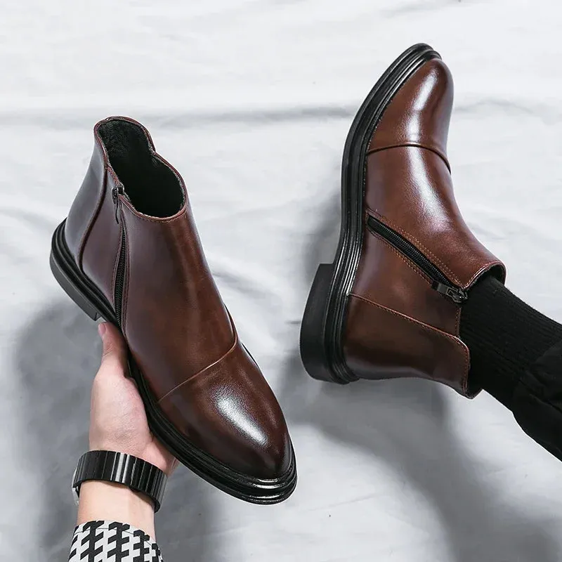 ÜberStiefel Männer High-Top Stiefeletten mit Spitzen Zehen