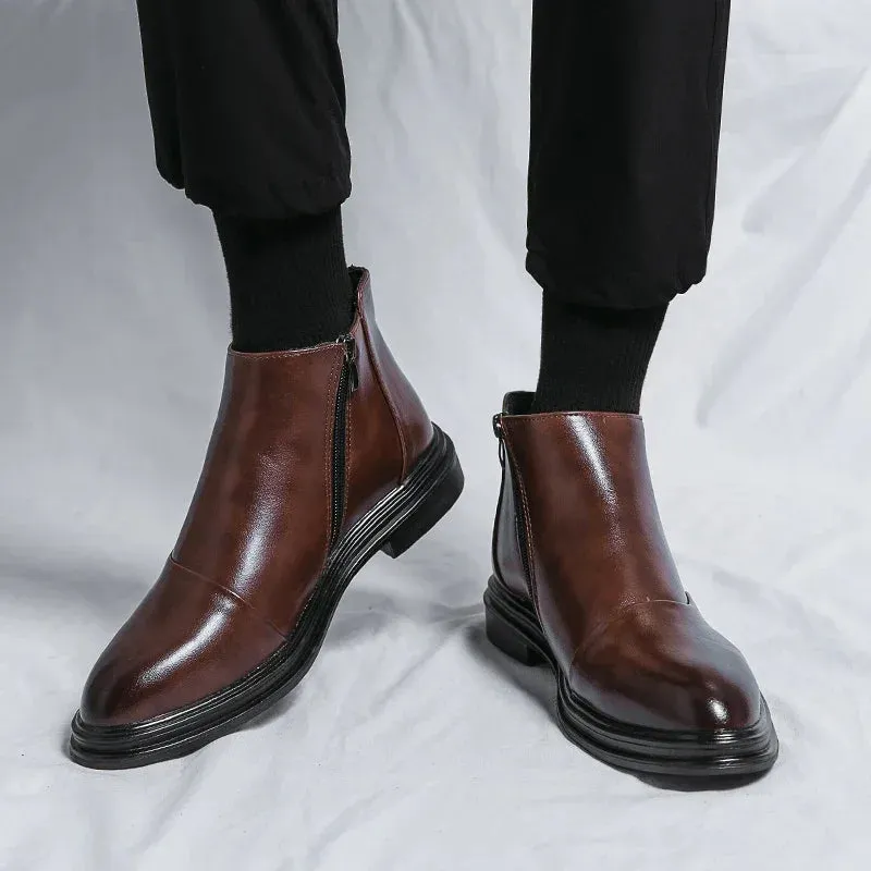 ÜberStiefel Männer High-Top Stiefeletten mit Spitzen Zehen