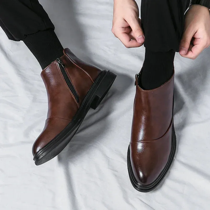 ÜberStiefel Männer High-Top Stiefeletten mit Spitzen Zehen