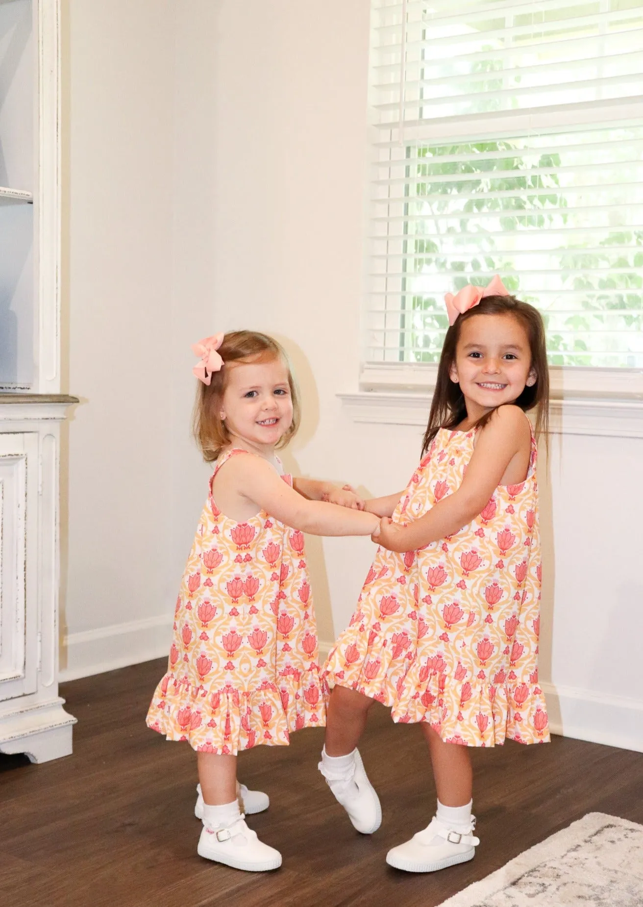 Bisby Girls KK Dress Coral Lotus Blossom