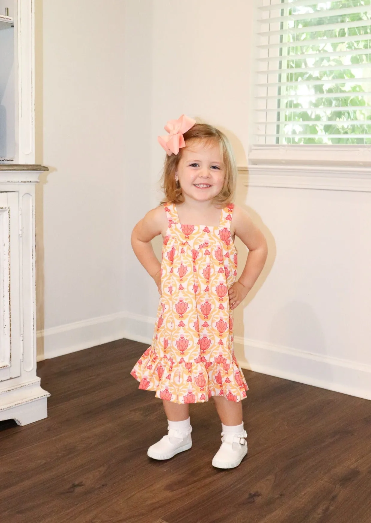 Bisby Girls KK Dress Coral Lotus Blossom