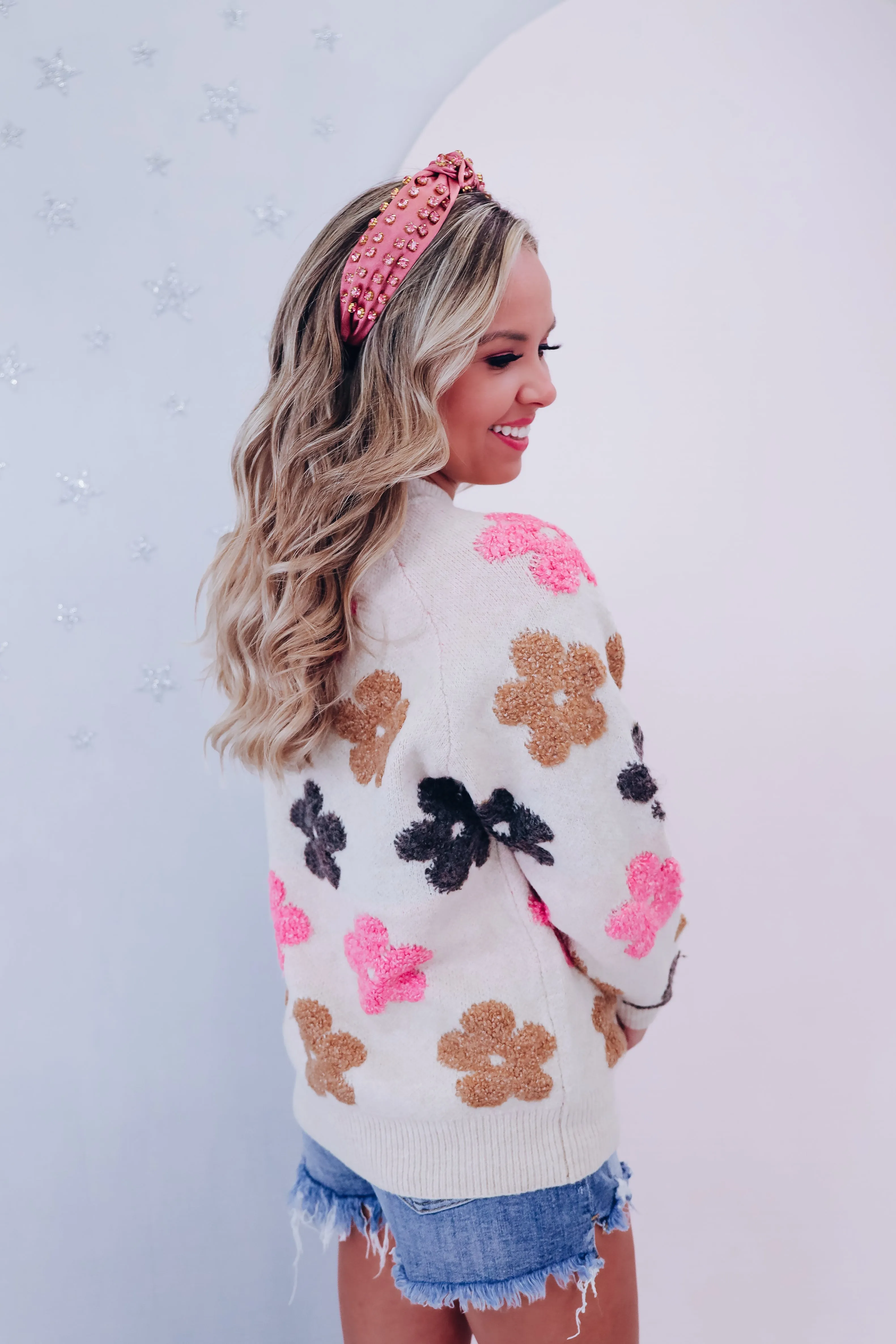 Blooming Fall Floral Knit Sweater - Oatmeal