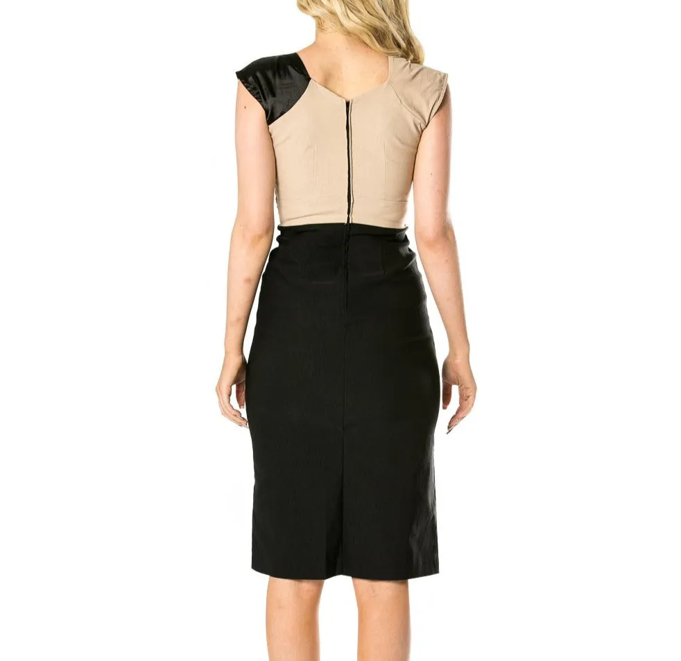Boss Lady Three Button Bow Top Midi Dress
