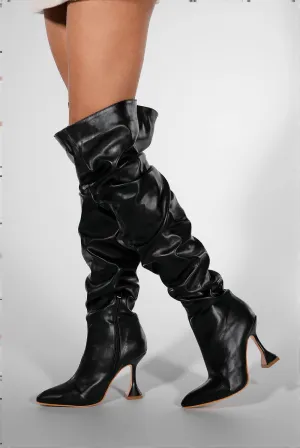 Briyonna Pleat Knee High Boots