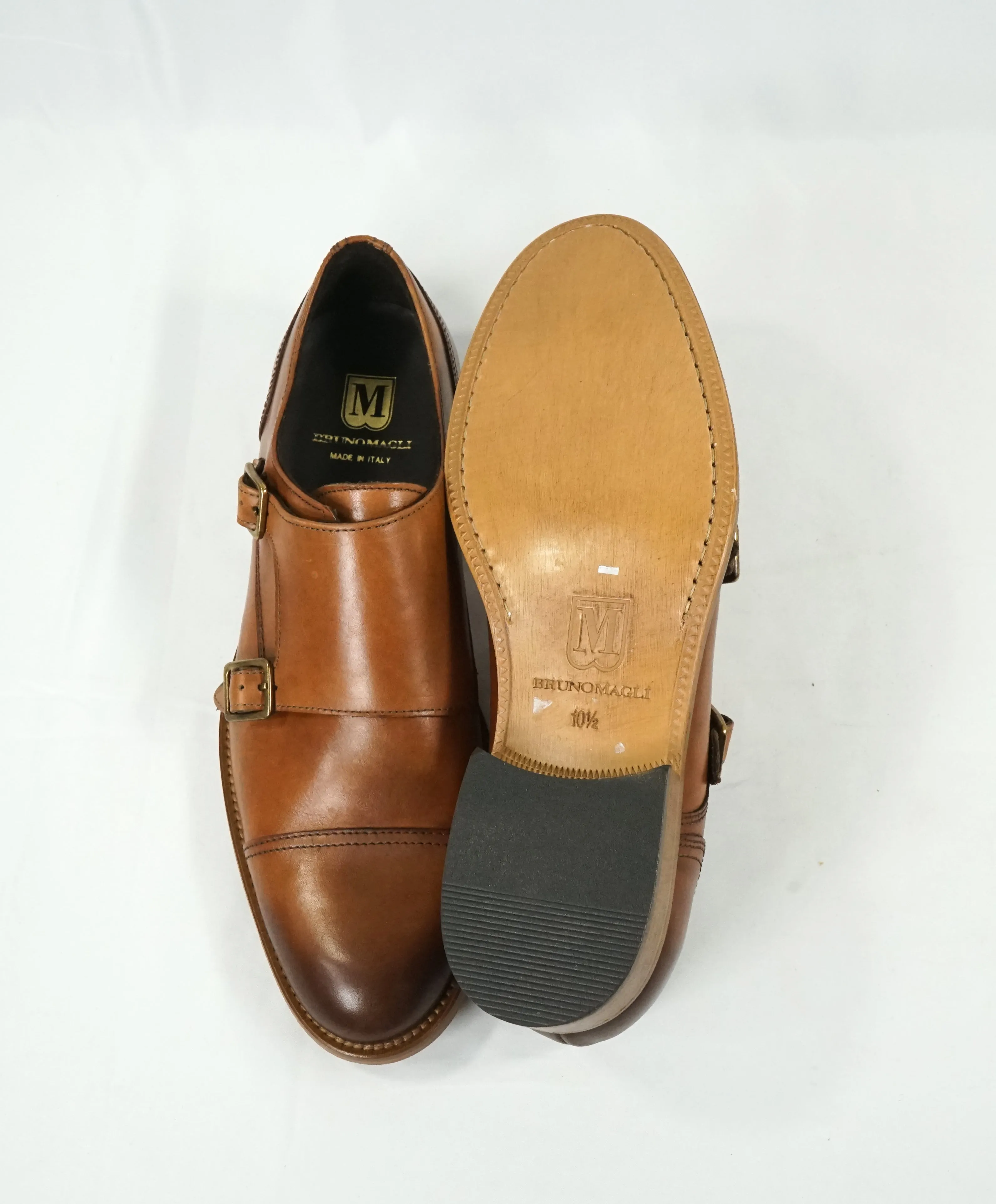 BRUNO MAGLI - “SASSO” Brown Patina Double Monk Strap Loafers - 10.5