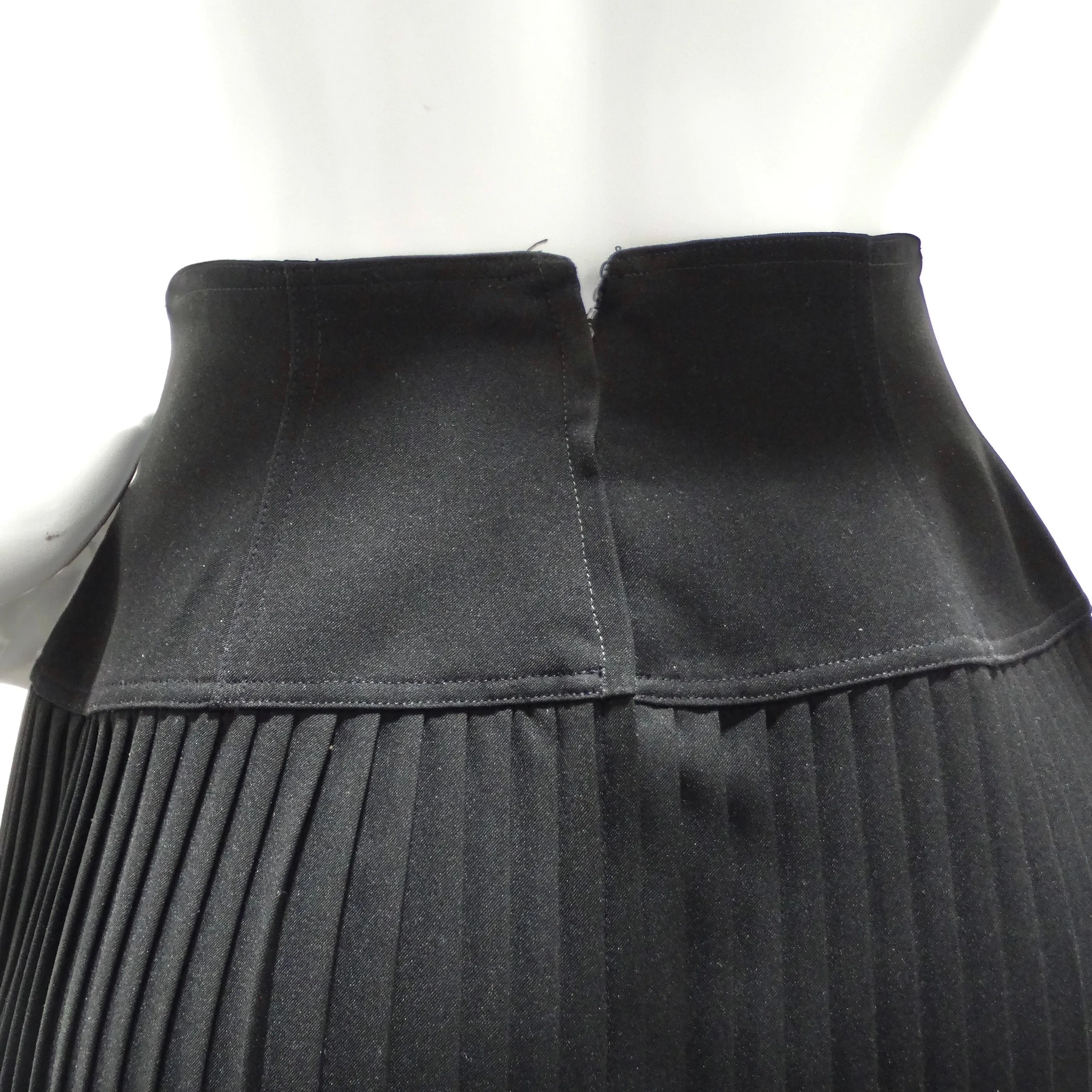 Chanel 90s Black Pleated Midi Skirt