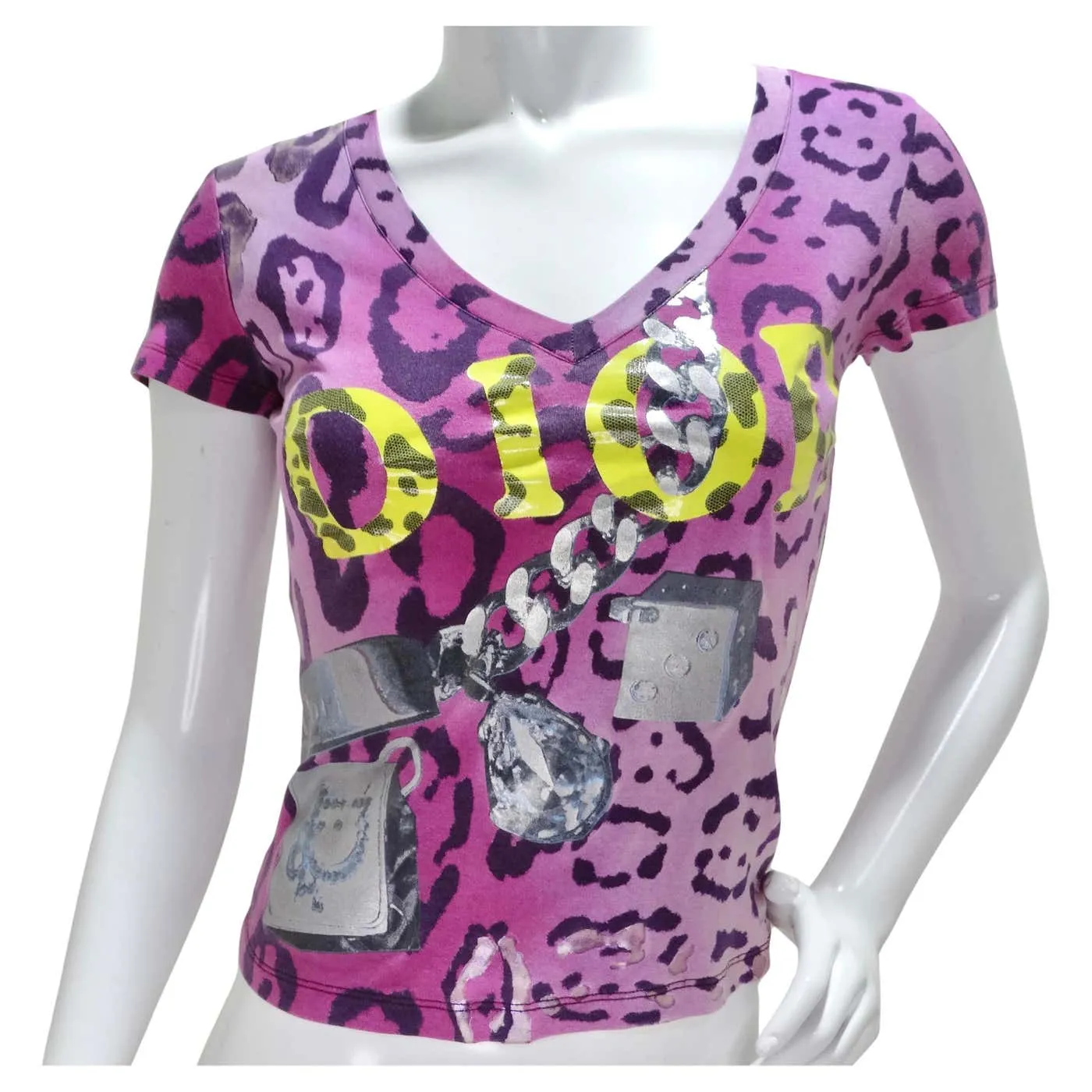 Christian Dior 2004 Y2K Dice Leopard Print T-Shirt