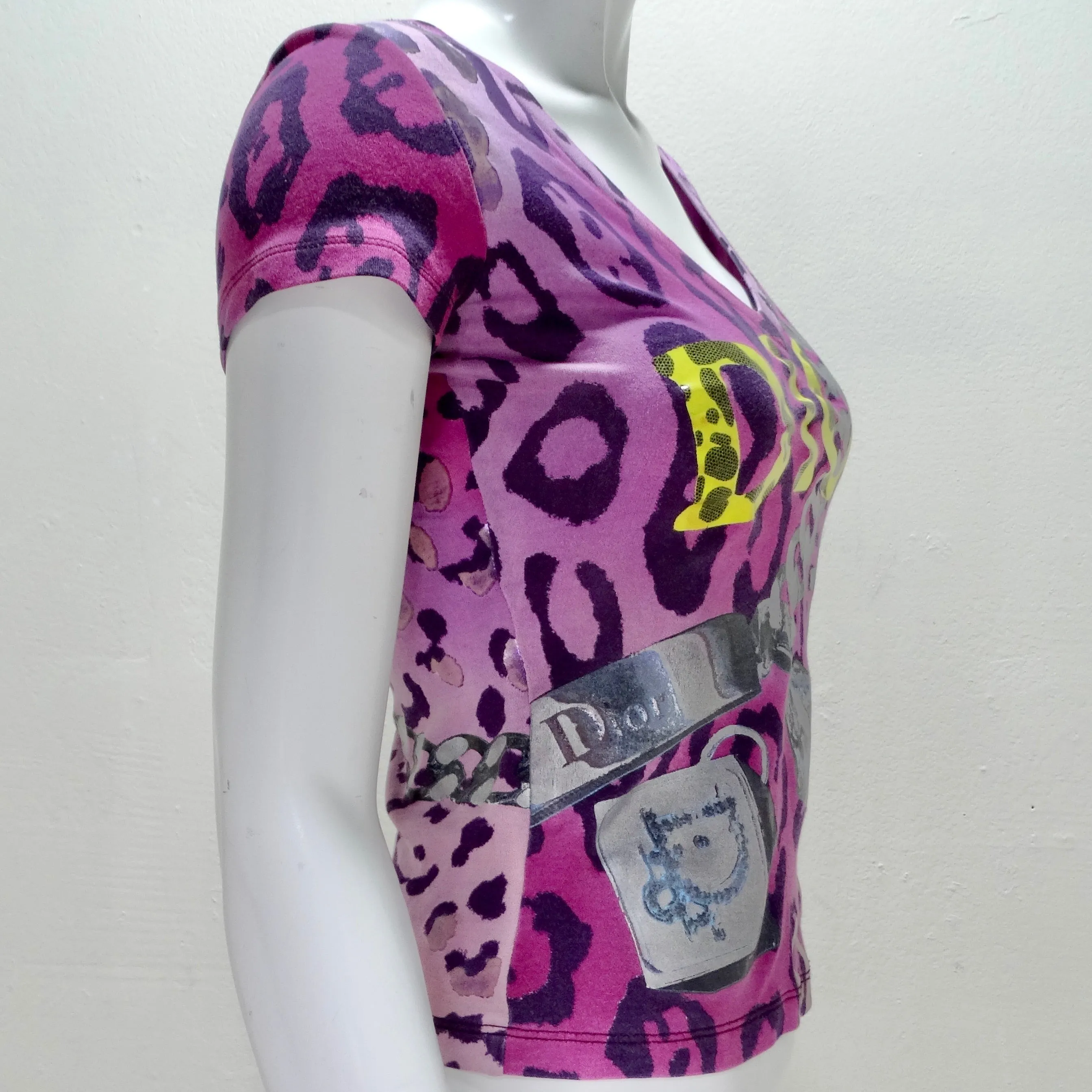 Christian Dior 2004 Y2K Dice Leopard Print T-Shirt