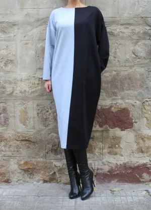Color Block Dress, Plus Size Clothing, Long Cotton Dress, Women Loungewear, Sweater Dress Plus Size