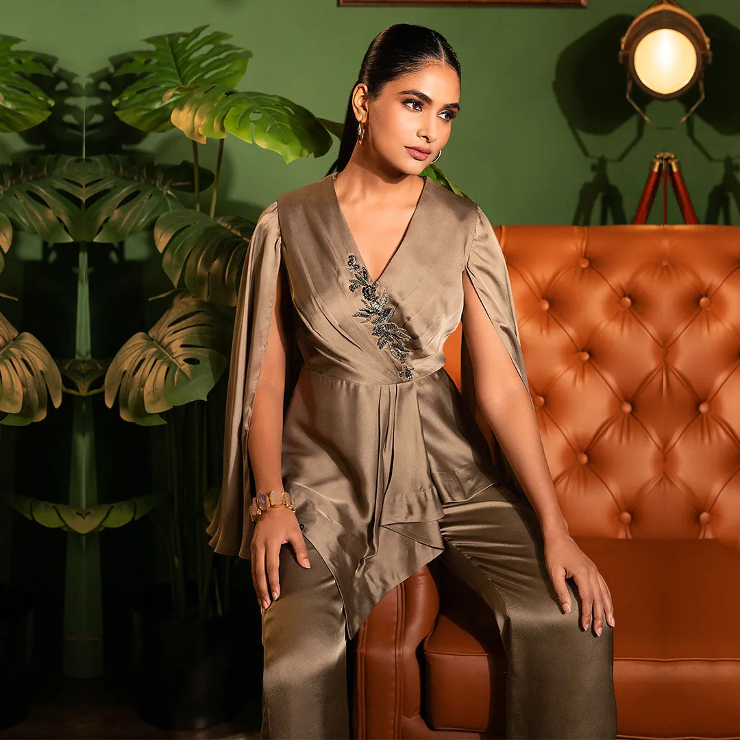 Copper Metallic Palazzo And Tunic Set