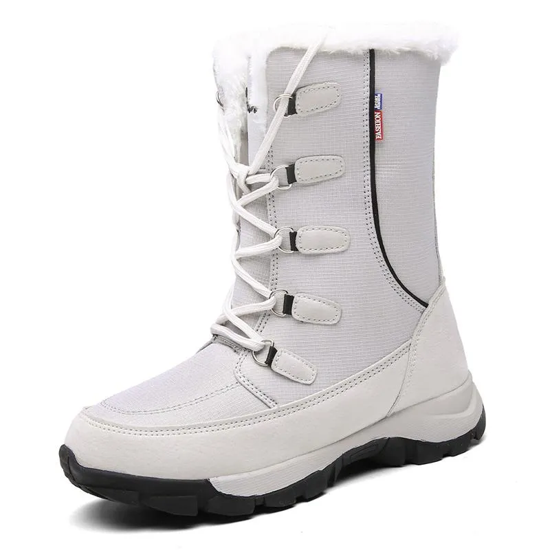 Cozy Warm Water Proof Thicken Fur Interior Lace Up Snow Boots