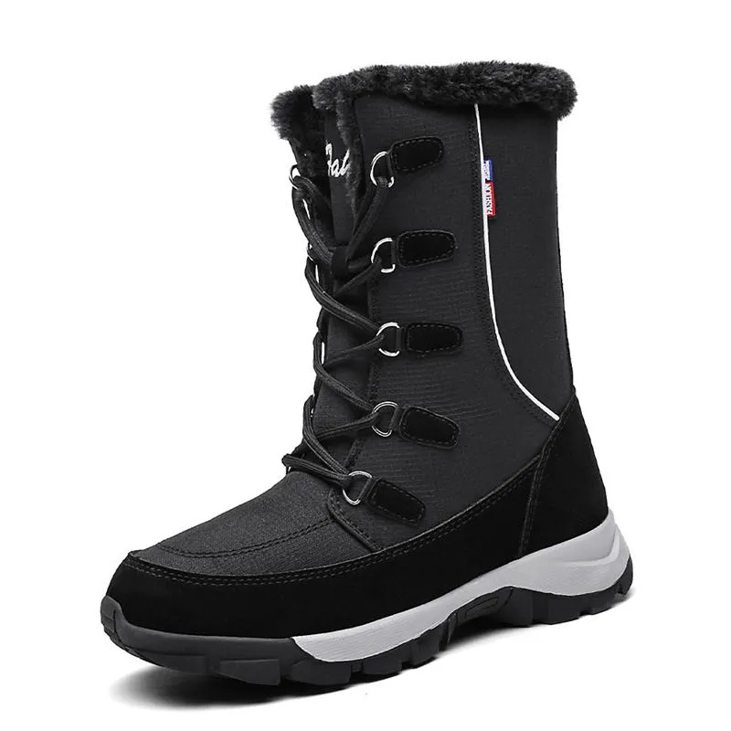 Cozy Warm Water Proof Thicken Fur Interior Lace Up Snow Boots