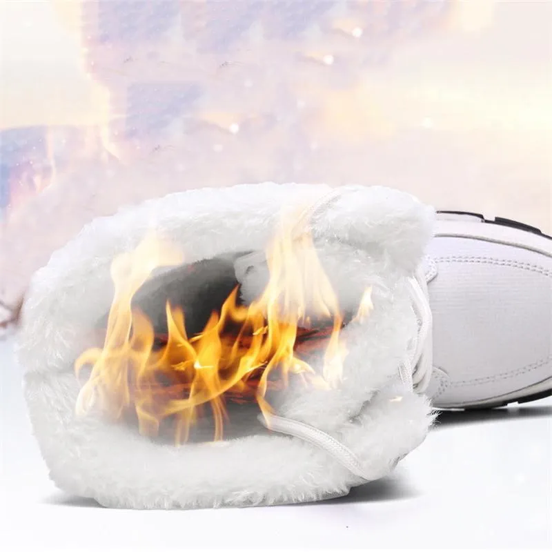Cozy Warm Water Proof Thicken Fur Interior Lace Up Snow Boots