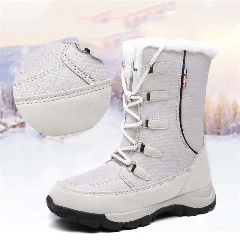 Cozy Warm Water Proof Thicken Fur Interior Lace Up Snow Boots