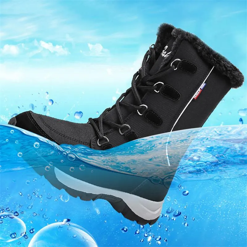 Cozy Warm Water Proof Thicken Fur Interior Lace Up Snow Boots