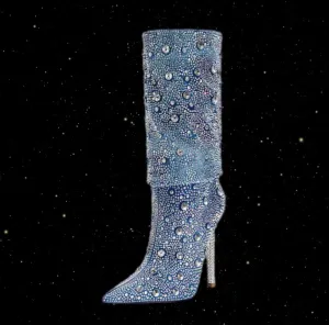Denim Rhinestone Boots