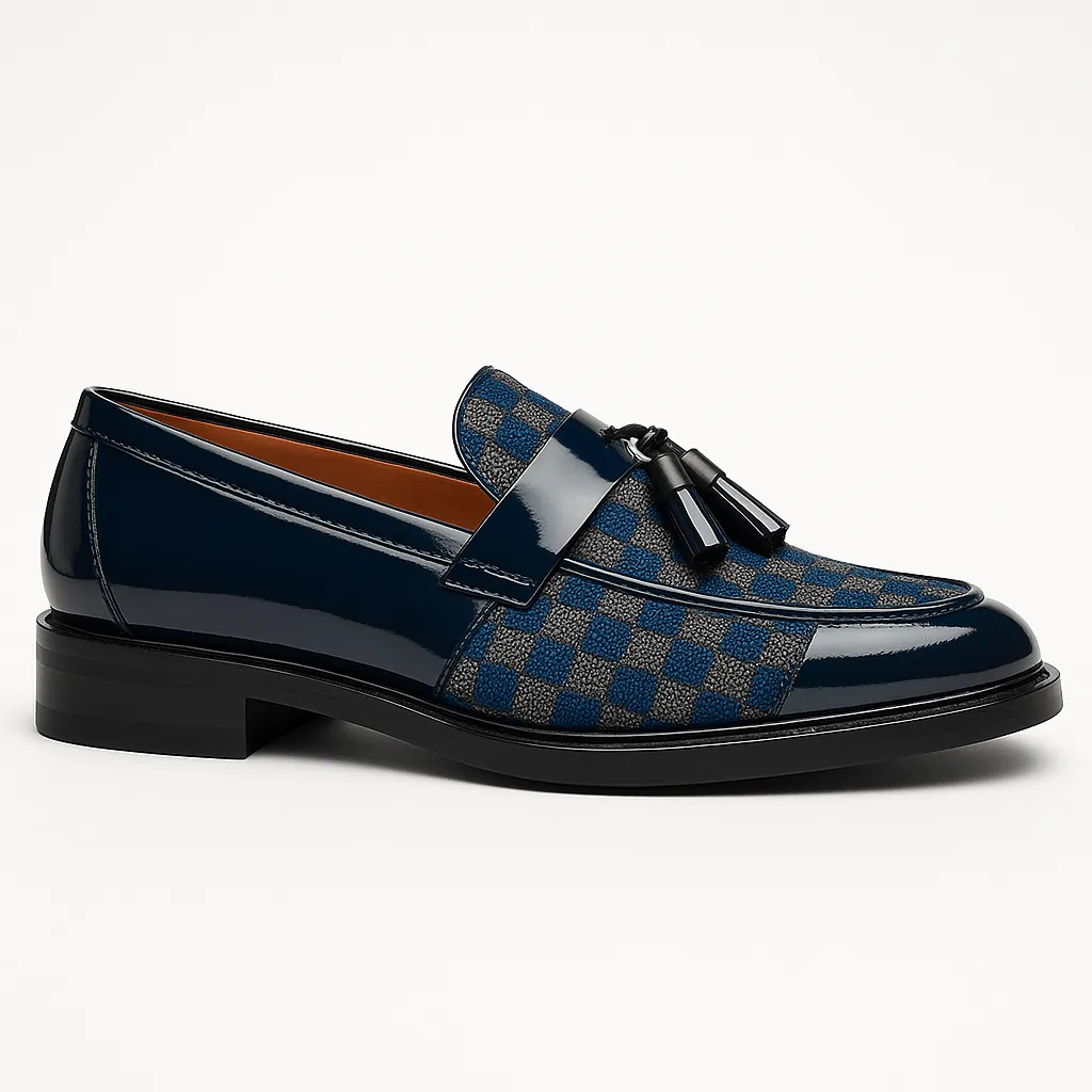 Domoir | Checkered Leather Loafers