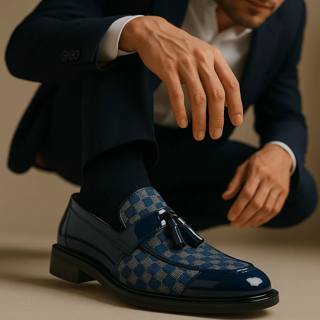 Domoir | Checkered Leather Loafers