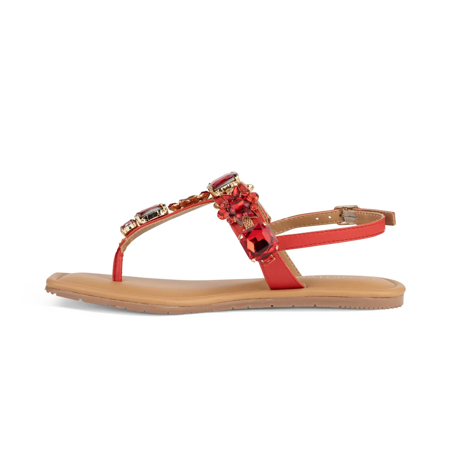 DREAM Flats - Red Embellished Sandals
